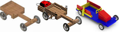 Photo of the Simple Wooden Go Kart powered with a Lawnmower Engine as built with these Plans